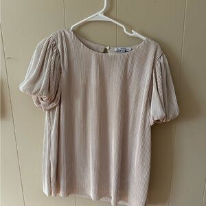 Shiny off white  Pleated Blouse